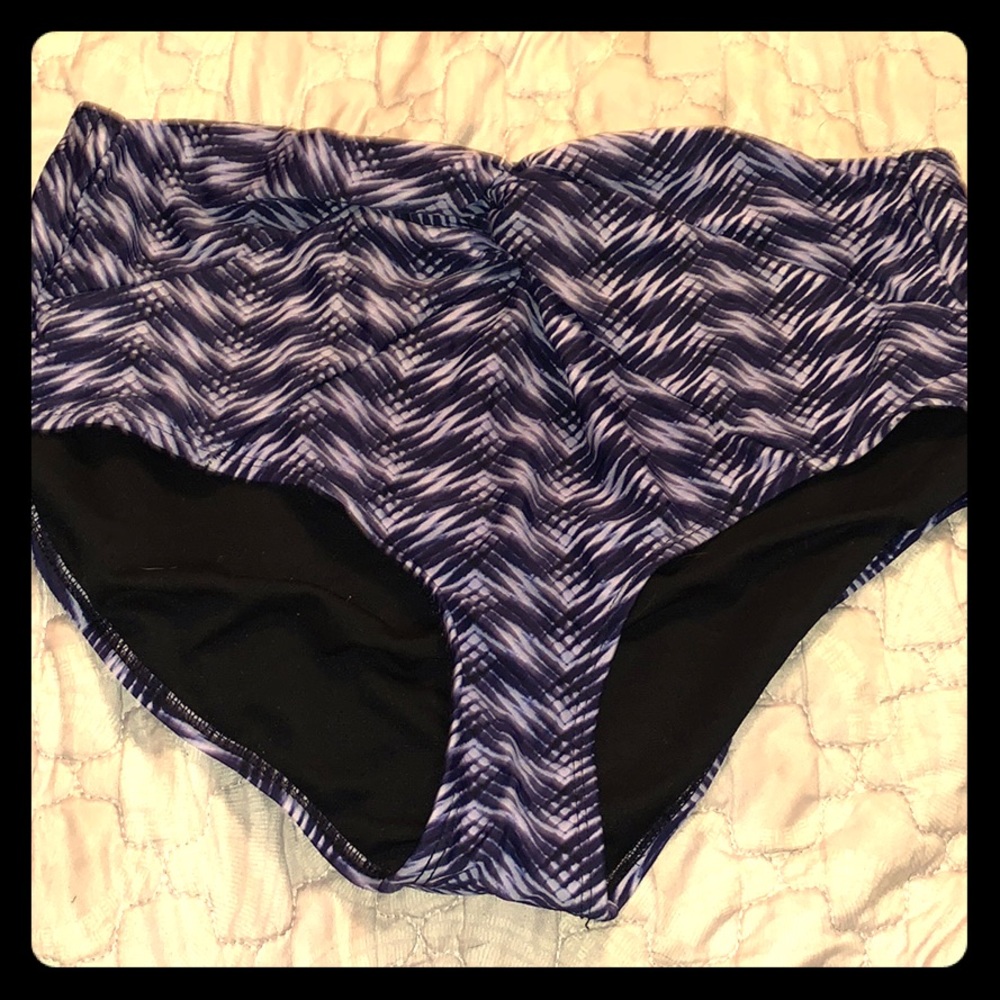 Blue high rise bikini bottoms